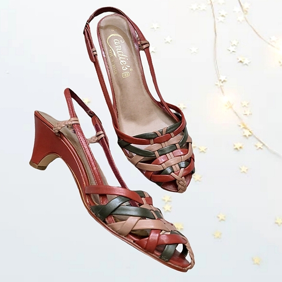 Candie's Shoes - VTG Candies Woven Leather Strappy Sandals Size 8